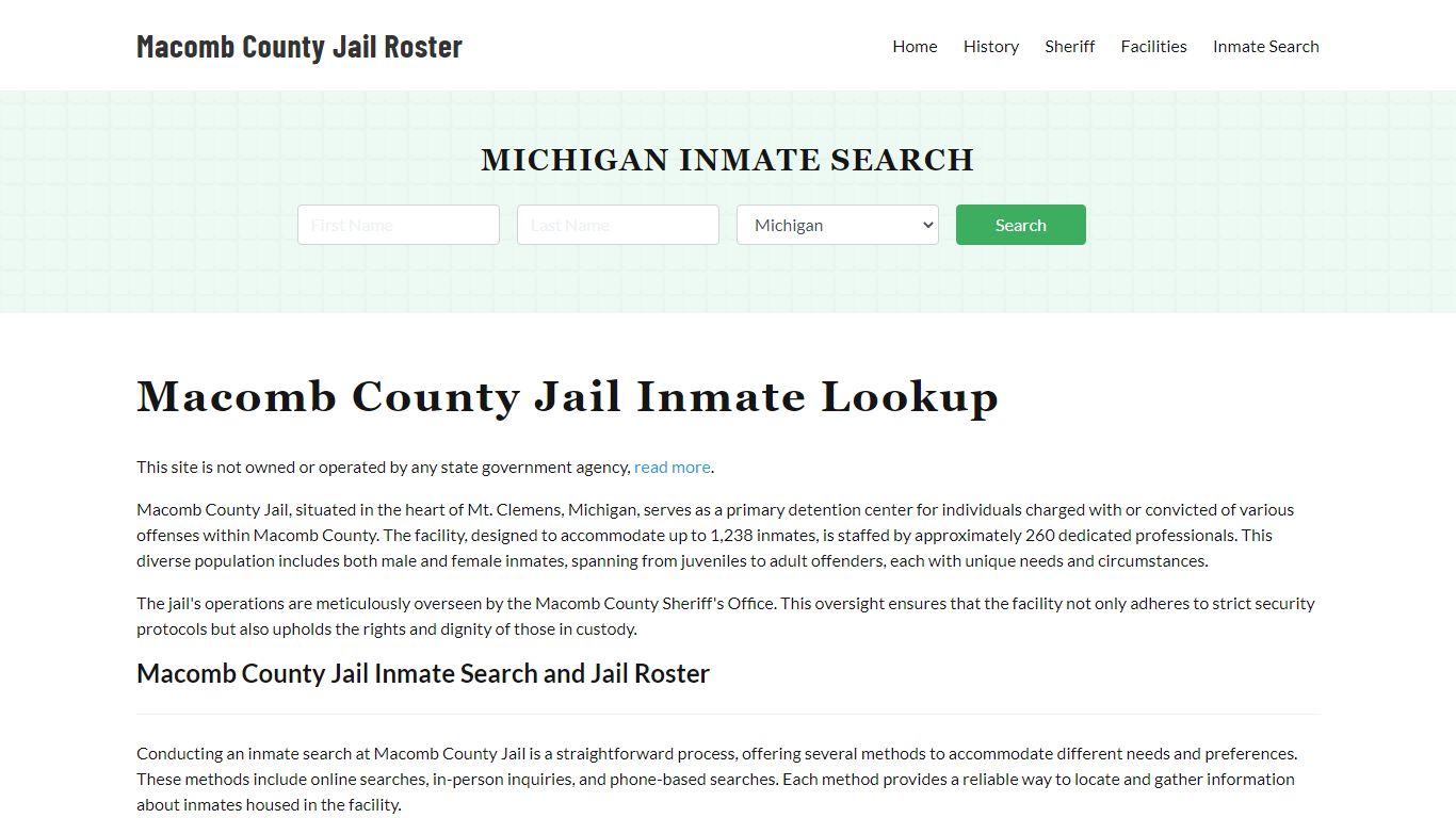 Macomb County Jail Roster Lookup, MI, Inmate Search