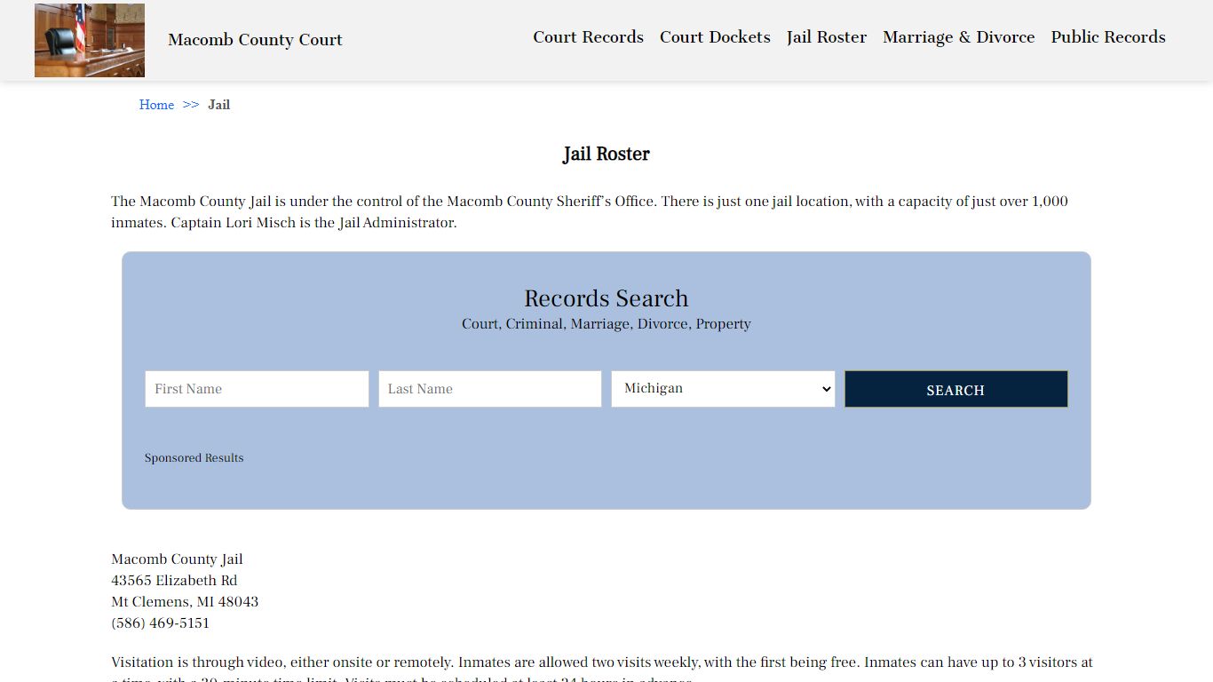 Jail Roster - Macomb County Court