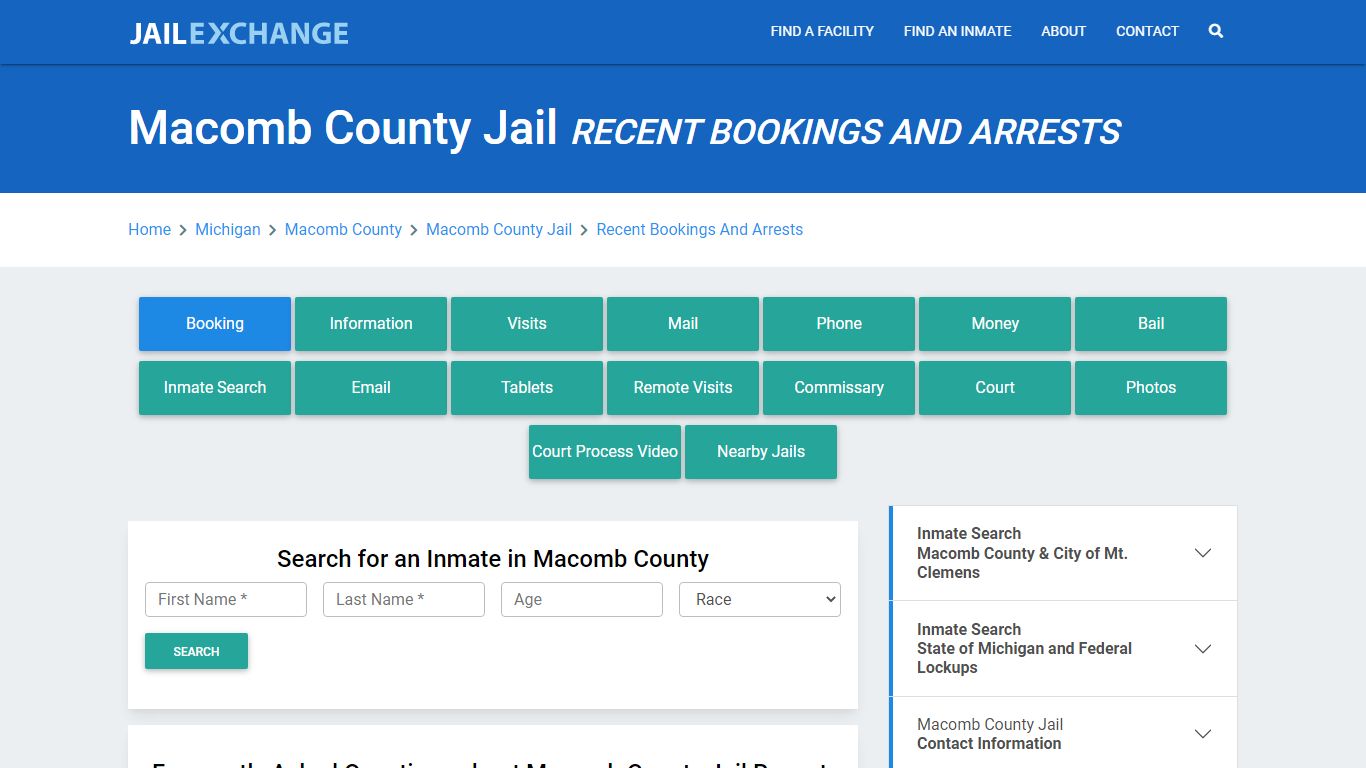 Macomb County Jail Recent Bookings And Arrests - Jail Exchange