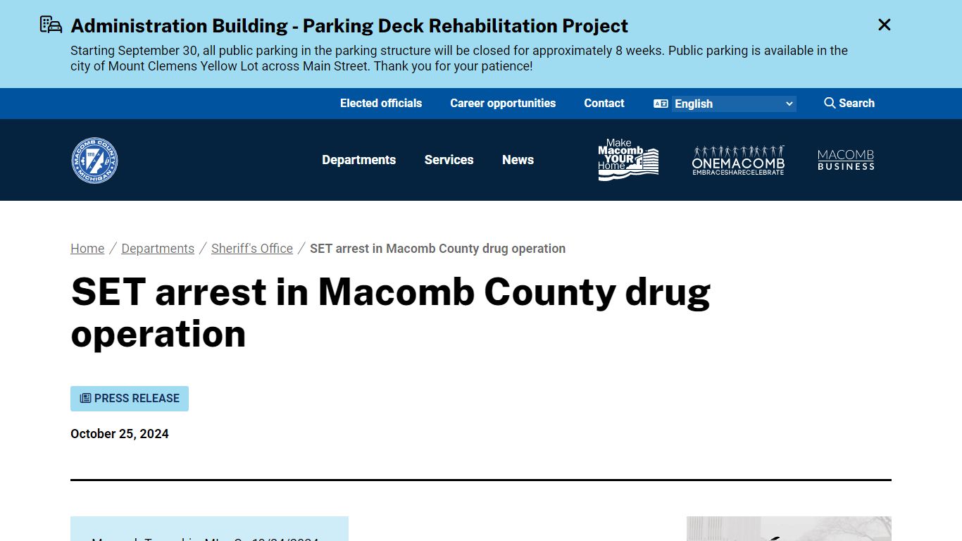 SET arrest in Macomb County drug operation | Macomb County